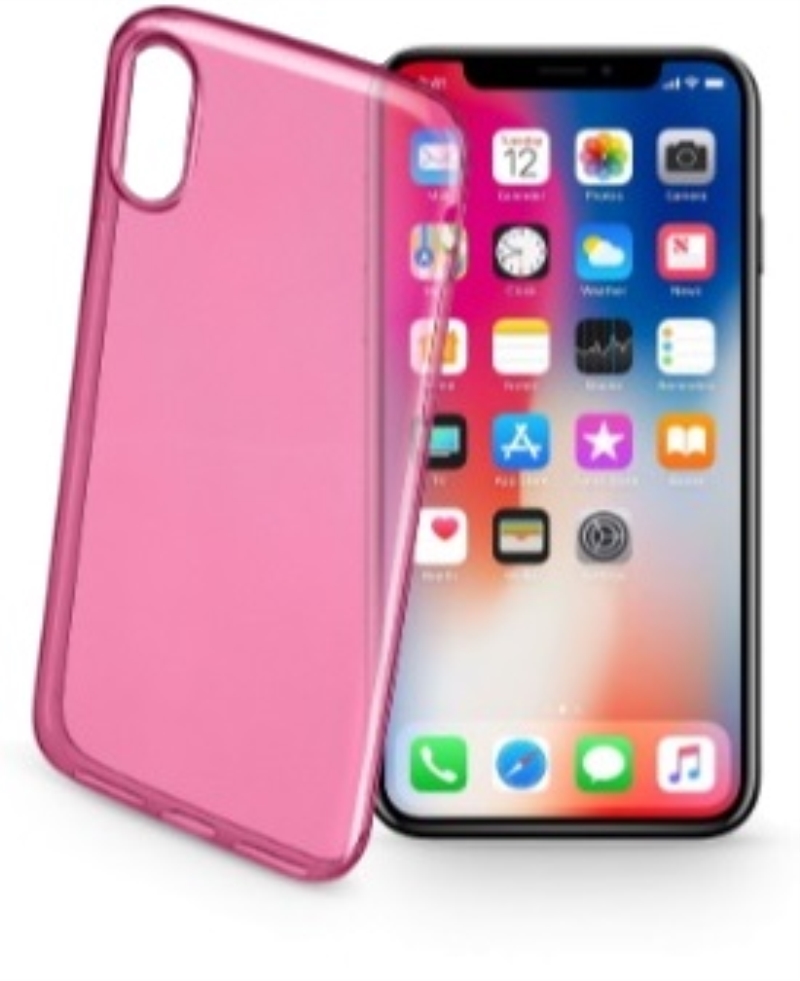 CELLULARLINE Custodia cover per iPhone X ultra slim Cellular Line Color Case rosa